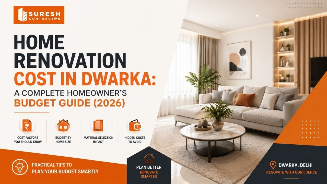 Home Renovation Cost in Dwarka – Complete Budget Guide for Homeowners with modern residential interior and renovation planning tips